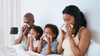 Image of whole family suffering from cold or flu