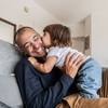 Happy father and child playing after taking antibiotics